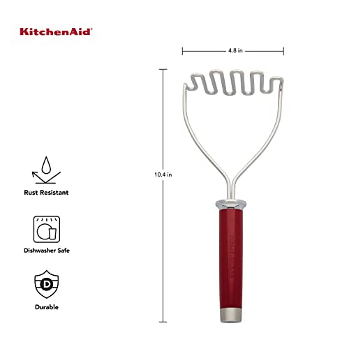 KitchenAid Gourmet Stainless Steel Wire Masher, 10.24-Inch, Empire Red