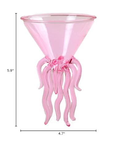 Octopus Martini Glass Creative Cocktail Drinkware Bar Goblet Tools (Pink)