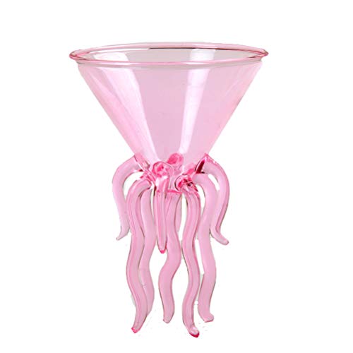 Octopus Martini Glass Creative Cocktail Drinkware Bar Goblet Tools (Pink)