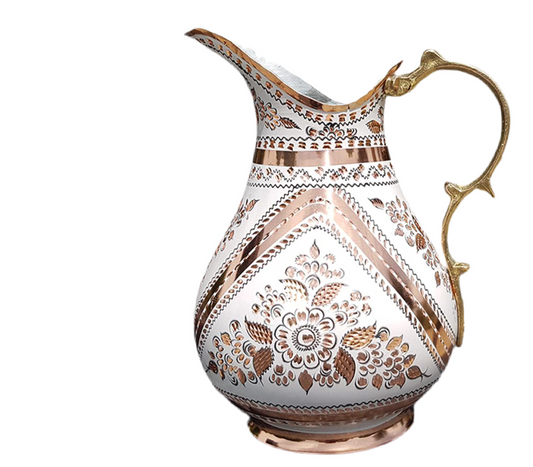 Copper Water Pitcher Jug for Drinking Hammered Ayurvedic Vessel Moscow Mule Metal Stainless Farmhouse Drinks Restaurant Kitchen Pure Container Silver Cups Milk Handmade Vintage Gallon Dispenser Fancy