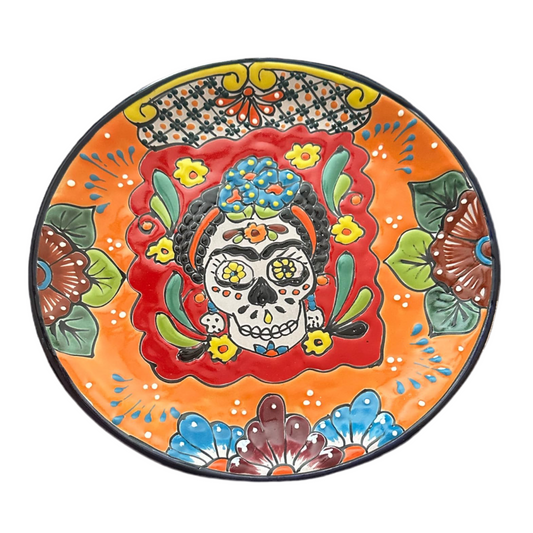 Mix and Match 11 1/2-Inch Talavera Plates - Hand-Painted Mexican Pottery - Choose Your Unique Designs(Frida)