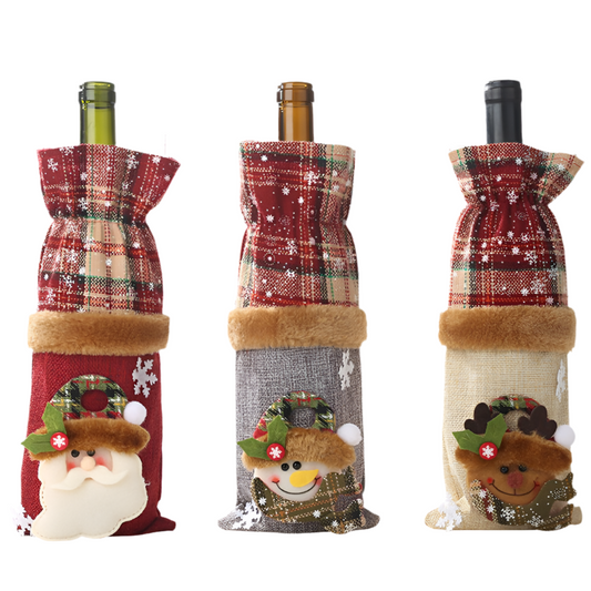 Christmas Burlap Wine or Champagne Bottle Cover