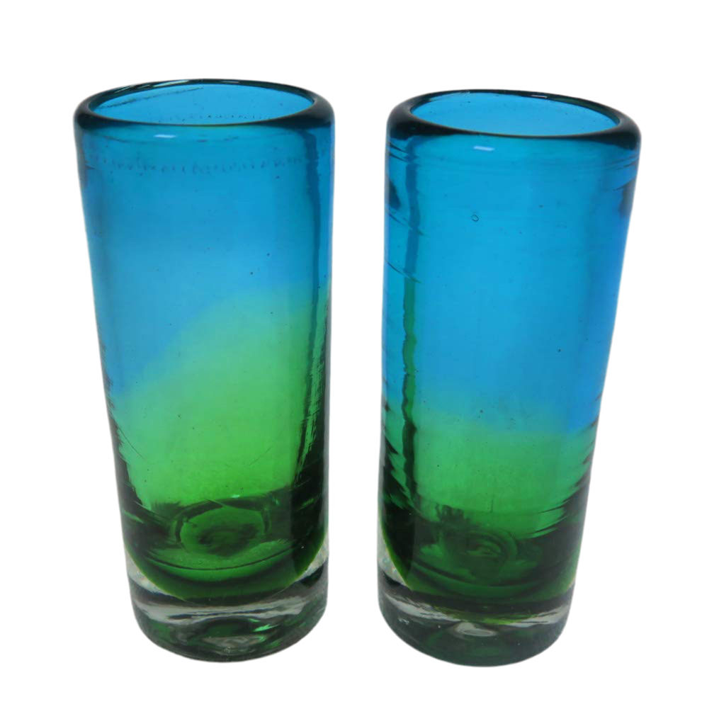 Mexican Shot Glasses, Turquoise and Green (Set of 4)