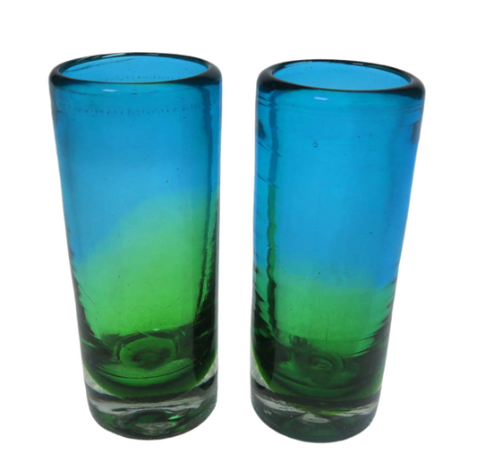 Mexican Shot Glasses, Turquoise and Green (Set of 4)