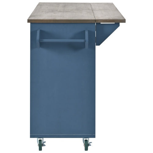 Retro Mountain Wood 47D Kitchen Island With Drop Leaf, Accent Cabinet With Internal Storage Rack, Farmhouse Rolling Kitchen Cart On Wheels For Living Room, Kitchen, Dining Room