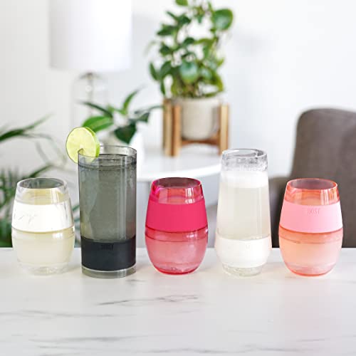 Host Champagne Freeze, Double-Walled Stemless Wine Glasses Freezer Cups with Active Cooling Gel and Insulated Silicone Grip, 9oz, Set of 4, Glitter