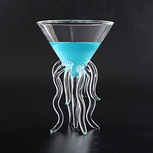 Octopus Martini Glass Creative Cocktail Drinkware Bar Goblet Tools (Pink)