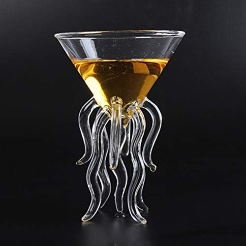 Octopus Martini Glass Creative Cocktail Drinkware Bar Goblet Tools (Pink)
