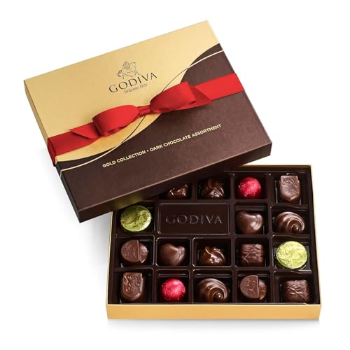 Godiva Chocolatier Chocolate Gift Box, Rich Dark Chocolates for Loved Ones, Gourmet Box of Chocolate for Gift Basket, Candy Variety Pack, 18 Pieces