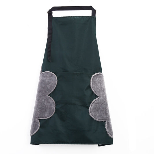 Kitchen Apron with Side Flowers for Hand Wiping During Cooking and Baking