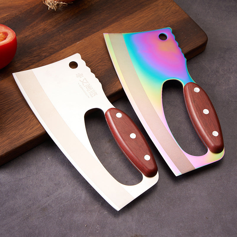 Colorful Kitchen Knife with Wood Grain Handle