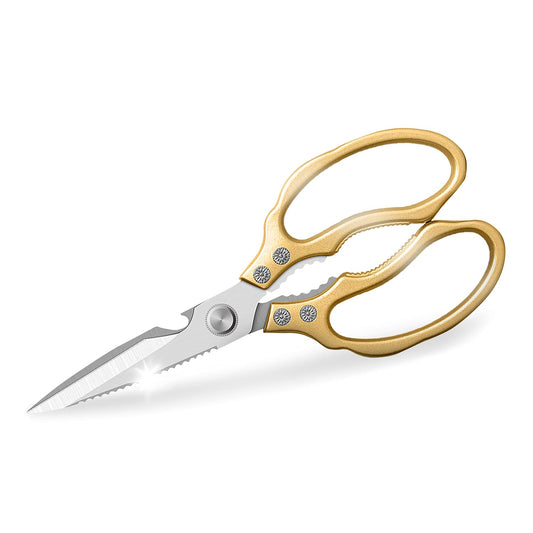Sharp, Heavy Duty Kitchen Shears Dishwasher Safe,Gold Kitchen Accessories Cooking Shears for Kitchen Meat Chicken Fish Poultry Herb Bread (Gold Handle)