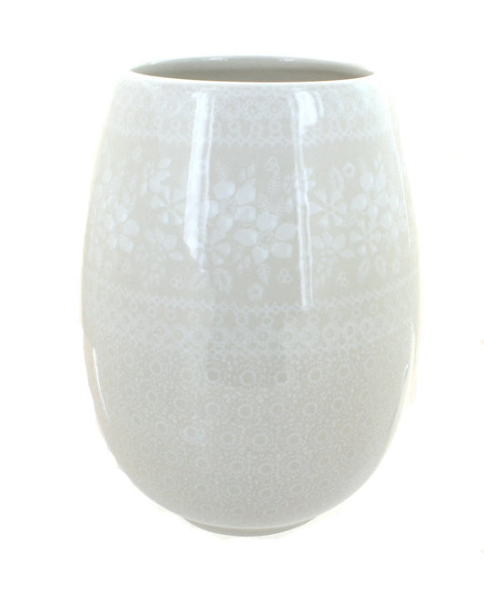 Blue Rose Polish Pottery White Lace Vase