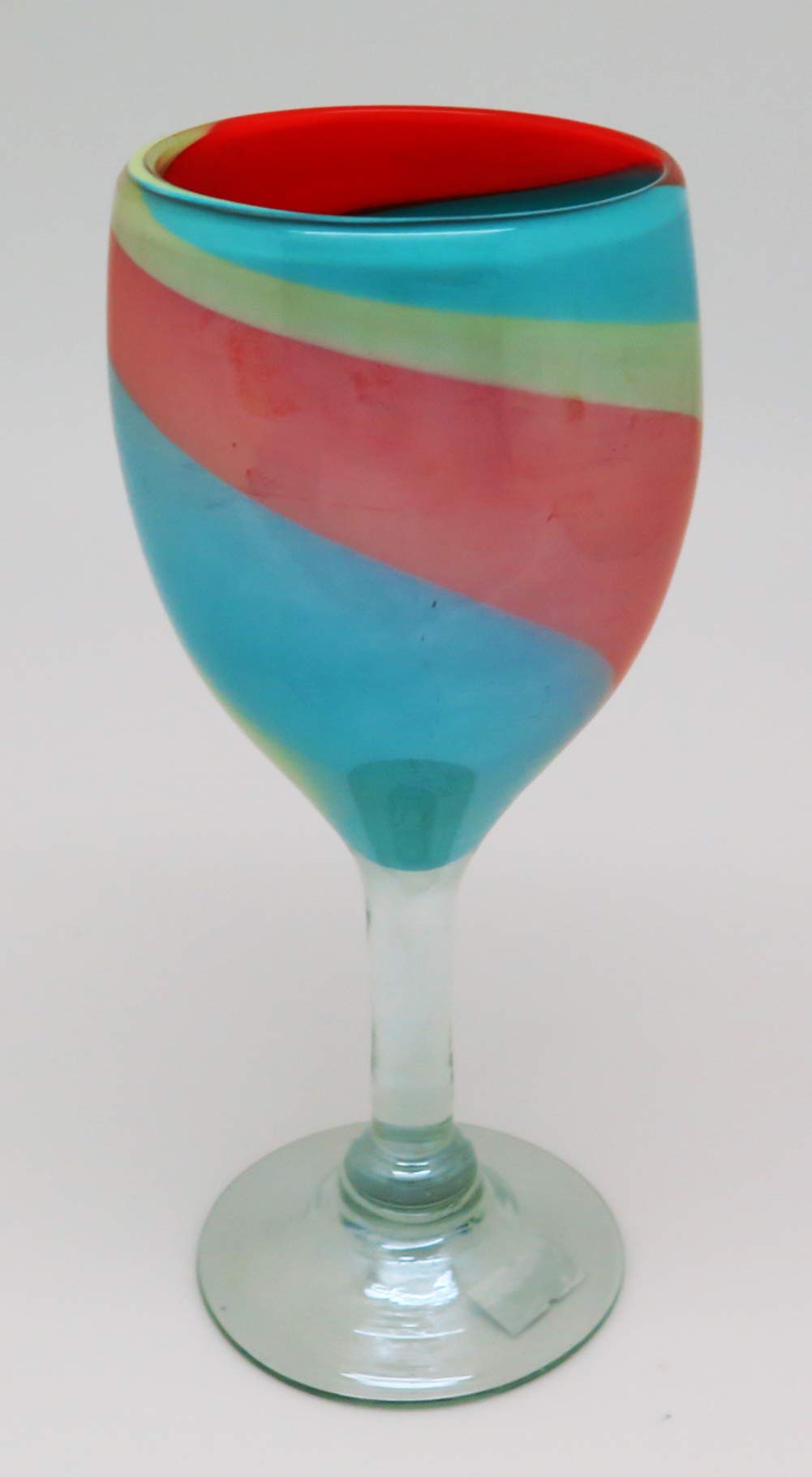 Hand-Blown Eye4Art Wine Glasses – Tropical Tri-Color (Set of 4, Handmade in Mexico)