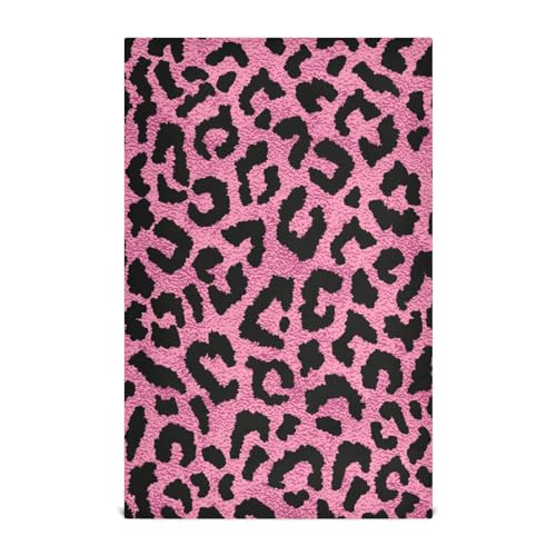 Glamorous Pink Leopard-Skin-Print Absorbent Dish Towels (Set of 4)