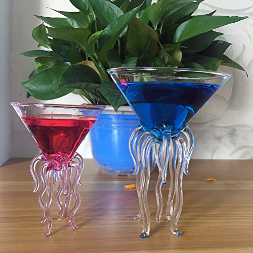 Octopus Martini Glass Creative Cocktail Drinkware Bar Goblet Tools (Pink)