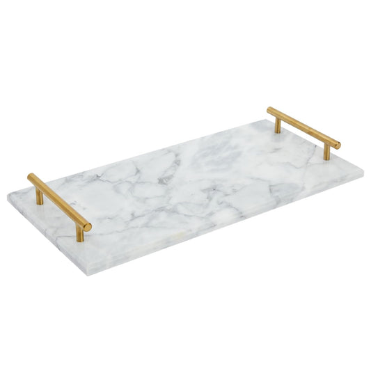 Juvale Marble Serving Tray with Gold Handles for Coffee Table, Kitchen (Rectangle, 15x7.5 in)