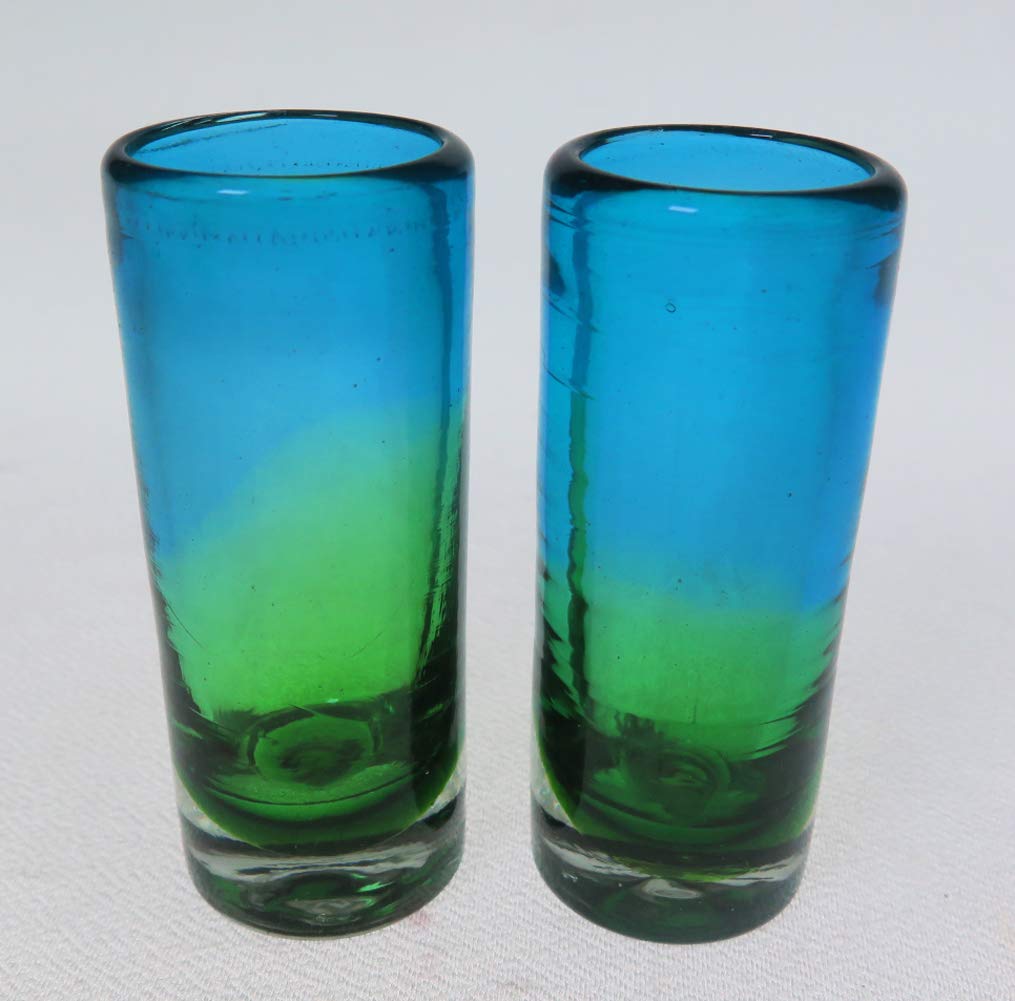 Mexican Shot Glasses, Turquoise and Green (Set of 4)