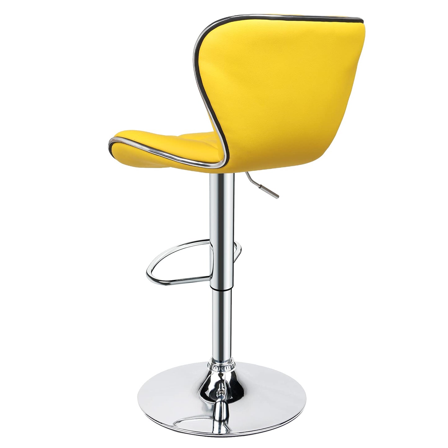 Leopard Shell Back Adjustable Swivel Bar Stools, PU Leather Padded with Back, Set of 2 (Yellow)