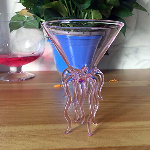 Octopus Martini Glass Creative Cocktail Drinkware Bar Goblet Tools (Pink)
