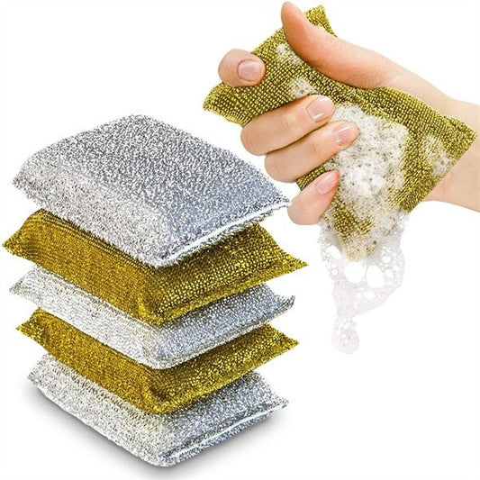 Elegant Four-Piece Silver and Gold-Tone Scrubbing Sponges