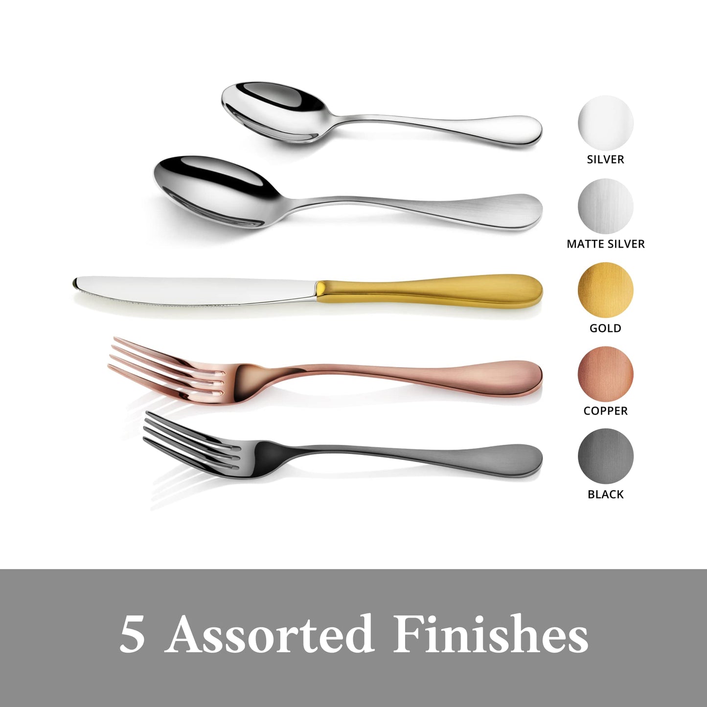 Artaste 56945 Rain 18/10 Stainless Steel Flatware 20-Piece Set, Black Finished, Service for 4