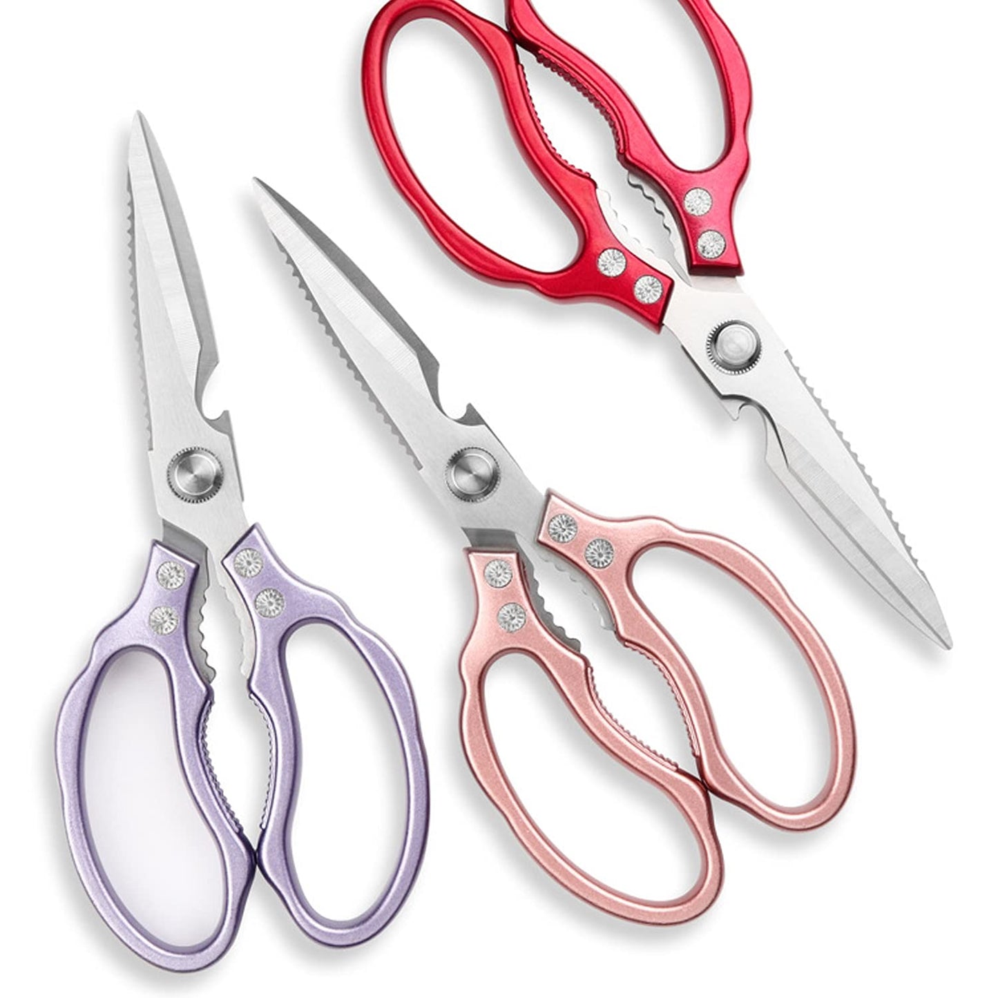 Sharp, Heavy Duty Kitchen Shears Dishwasher Safe, Kitchen Accessories Cooking Shears for Kitchen Meat Chicken Fish Poultry Herb Bread (Red Handle)