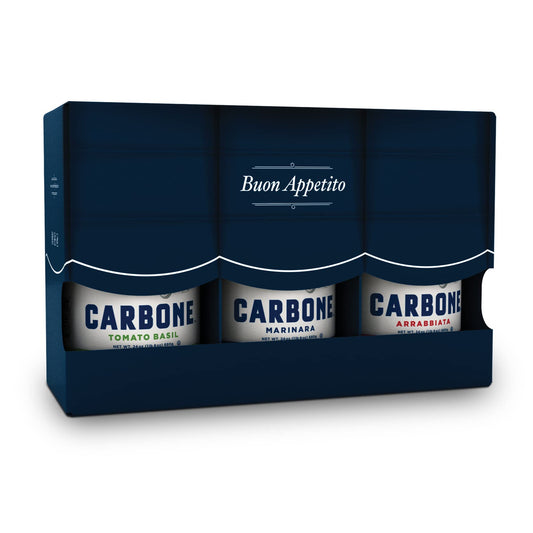 Carbone Fine Food 3-Jar Variety Pack of Marinara, Arrabbiata, and Tomato Basil Made with Fresh, Natural Ingredients
