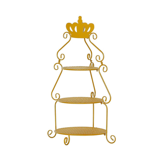 Efavormart 3-Tier Round Gold Metal Cake Stand with Crown Top, Cupcake Holder Dessert Display Stand - 32" Tall