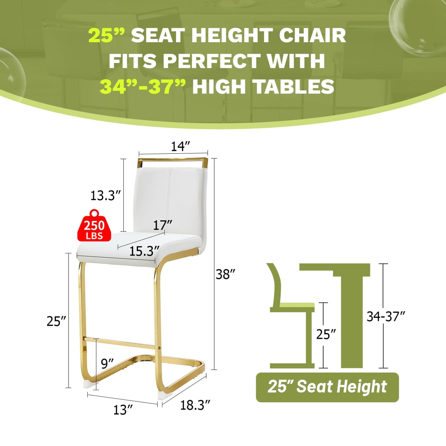 Glam Contemporary White Faux Leather and Gold Metal Bar Stools (Set of 4)