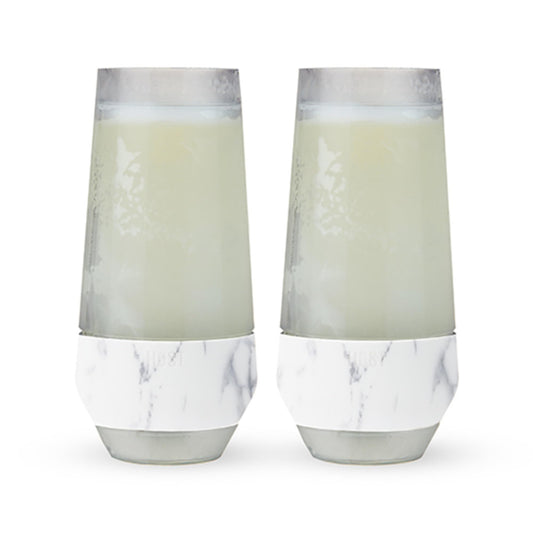 Host Champagne Freeze Stemless Chilling Wine Glasses, 9oz Set of 2, Freezer Cooling Cups, Insulated Flute Gifts for Women, For Mimosas, Prosecco and Bubbly, Marble