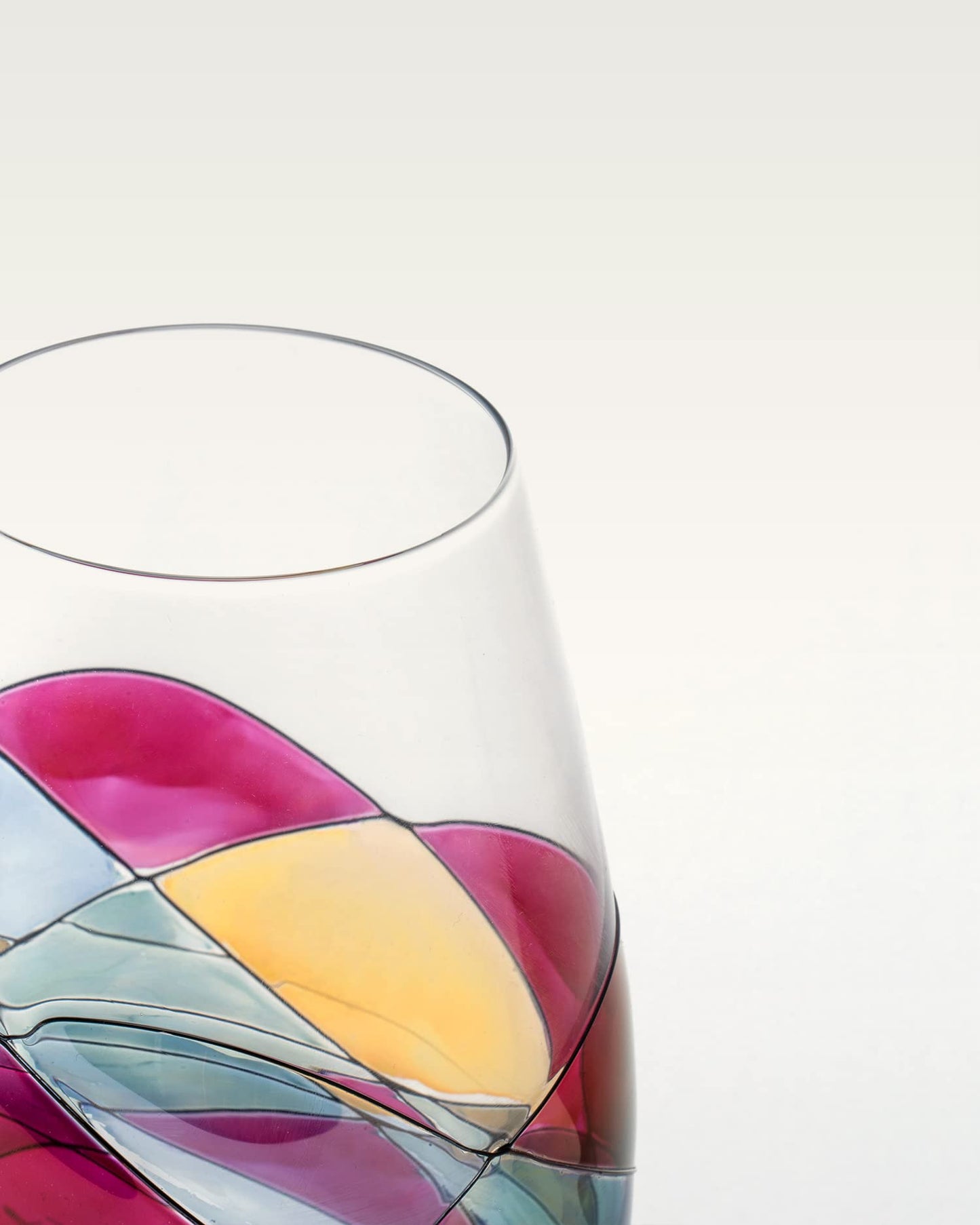 Antoni Barcelona Stemless Wine Glasses 21Oz Hand Painted Mouth Blown Sagrada Familia Gaudi Style Unique Gifts Ideas Authentic Sold Since 2016 Set 2 Original Stainned Crystal Art Lovers