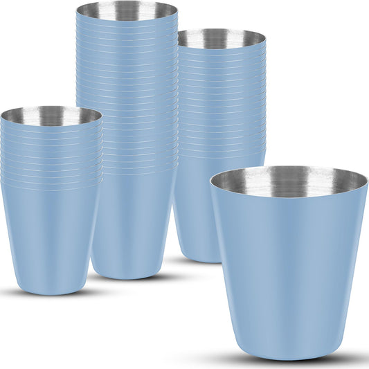 12 Pack Dusty Blue Cups Shot Glasses Set Of 12 Bachelorette Shot Glasses 1oz Metal Shot Glasses Stainless Steel Shot Glasses Small Shot Glasses For Bar Party Cocktail Restaurant Barware (1.5 Inch)