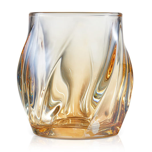 ANBFF Whiskey Glasses Set of 2, Rocks Glass, 8.5 OZ Drinking Glasses, Creative Twisted Crystal Old Fashioned Cocktail Glass Tumbler for Bourbon, Scotch, Tequila, Cognac, Rum