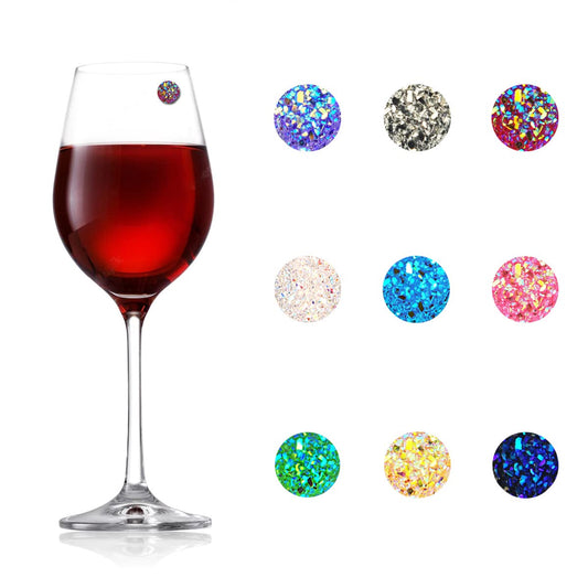 9-Pack Bling Magnetic Wine Glass Charms, Multicolor Drink Markers for Glasses, Wine Party Decoration Wine Markers for Glasses