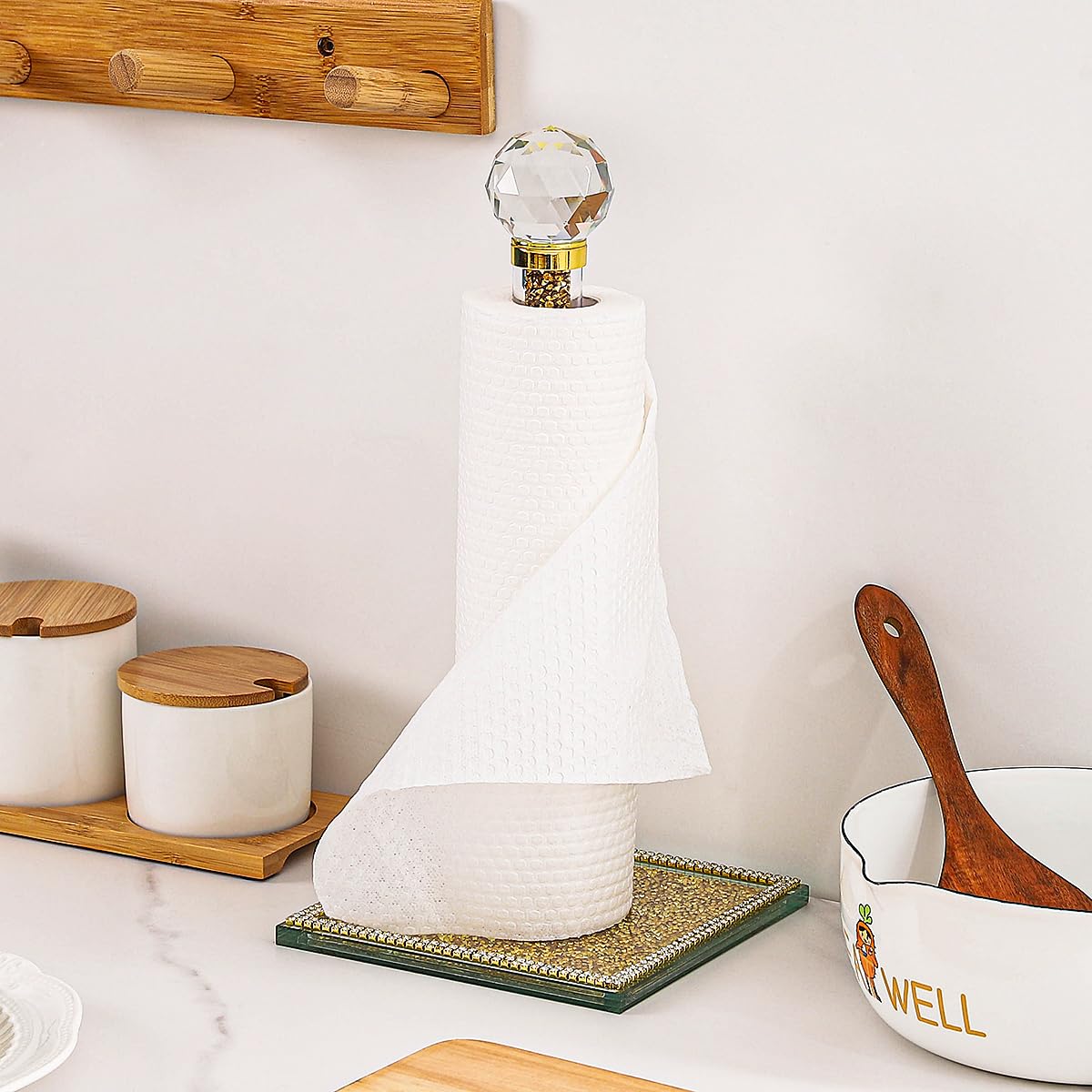 Glam Gold Crystal Paper Towel Roll Holder