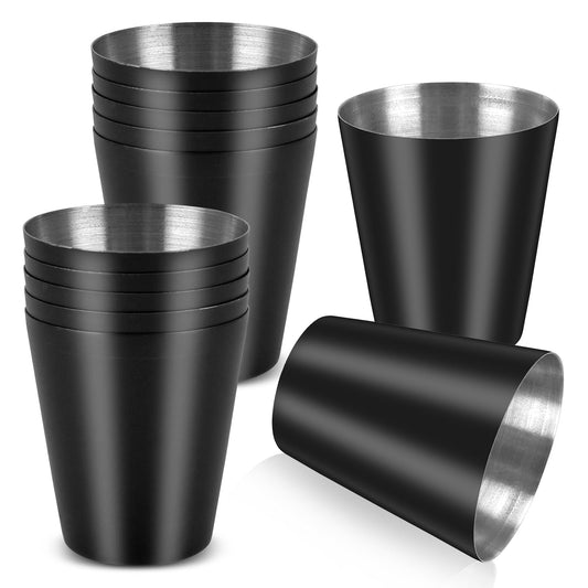 12 Pack Black Stainless Steel Shot Glasses 1 oz Metal Shot Glasses 1oz Pool Shot Glasses Set of 12 Small Shot Glasses for Bar Party Cocktail Restaurant Barware Gift (ONLY 1 oz 1.5 Inch very small)