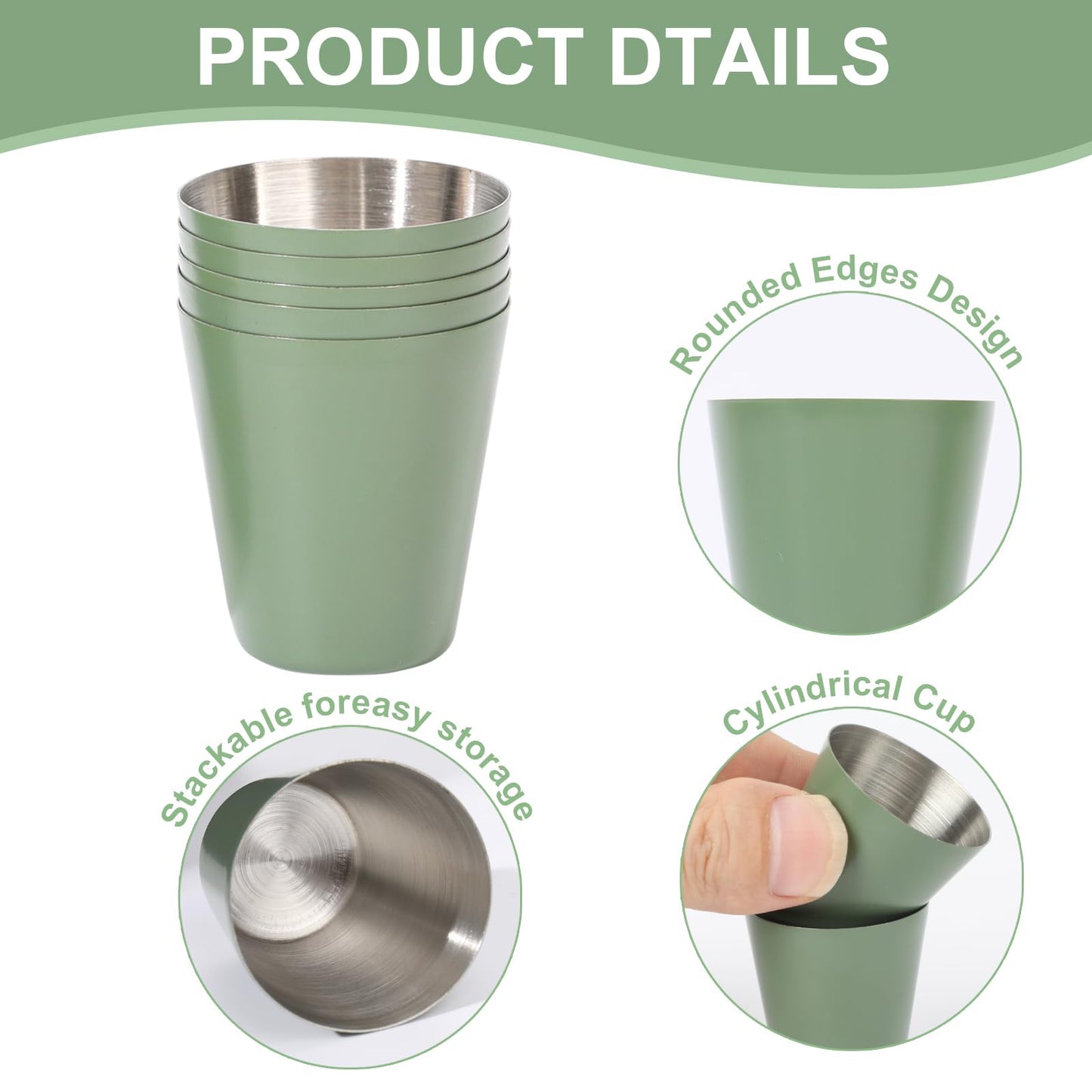 12 Pack Metal Shot Glasses 1oz Green Shot Glasses pool Shot Glasses Set Of 12 Sage Green Cups Stainless Steel Shot Glasses Small Shot Glasses For Bar Party Cocktail Restaurant Barware Gift (1.5 Inch)