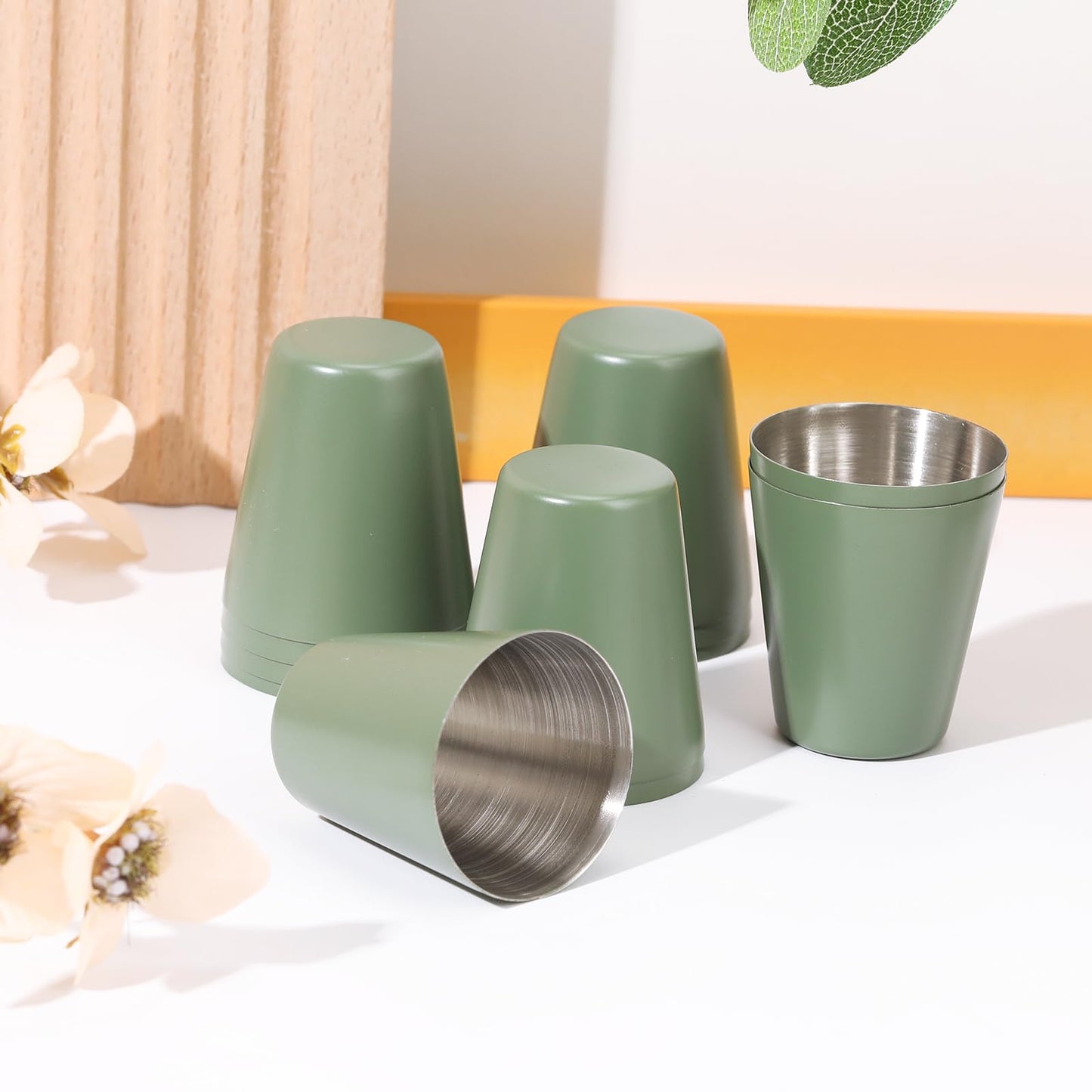 12 Pack Metal Shot Glasses 1oz Green Shot Glasses pool Shot Glasses Set Of 12 Sage Green Cups Stainless Steel Shot Glasses Small Shot Glasses For Bar Party Cocktail Restaurant Barware Gift (1.5 Inch)