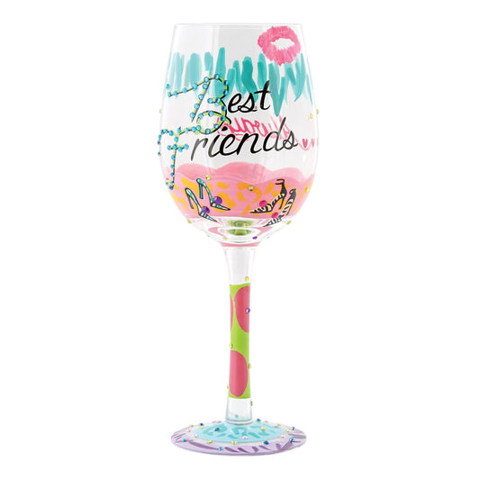 Lolita Best Friends Always Artisan Painted Wine Glass Gift