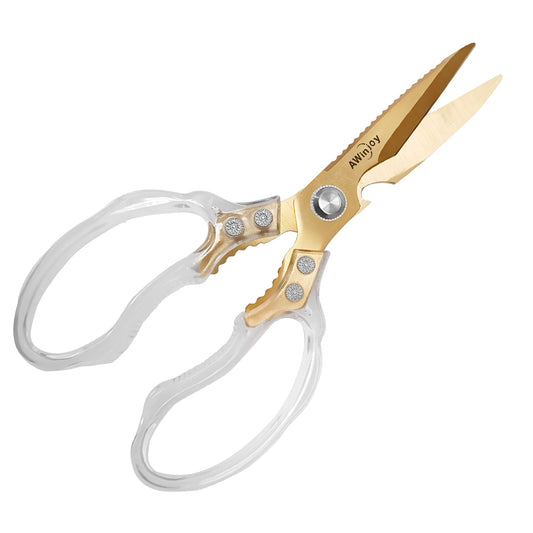 Sharp, Heavy Duty Kitchen Shears Dishwasher Safe, Kitchen Accessories Cooking Shears for Kitchen Meat Chicken Fish Poultry Herb Bread (Gold-Toned Blade)