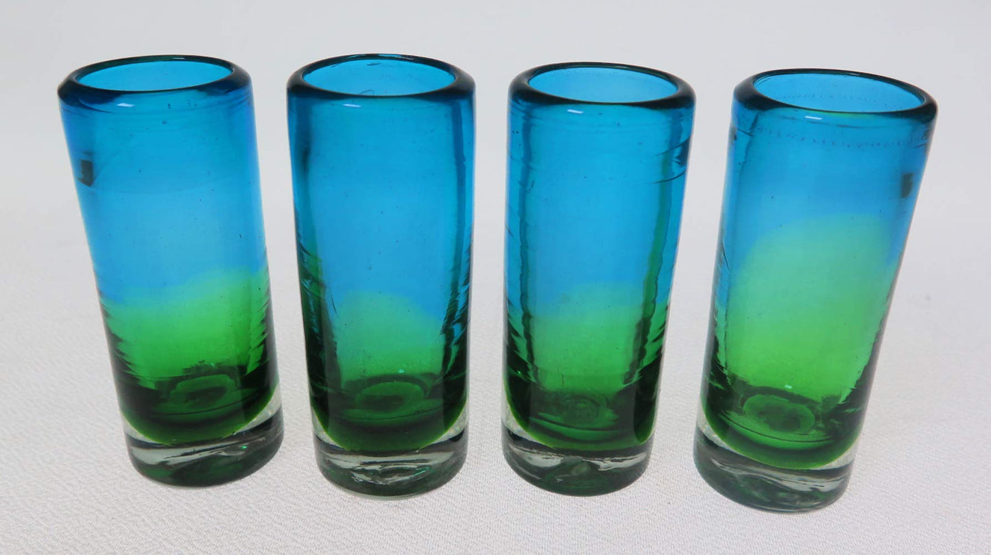 Mexican Shot Glasses, Turquoise and Green (Set of 4)