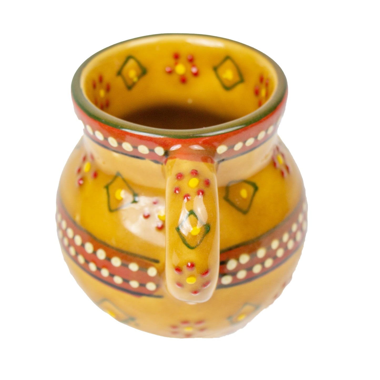 Global Crafts Encantada Handmade Hand-Painted Authentic Mexican Pottery Mugs (2-pack, Gold)