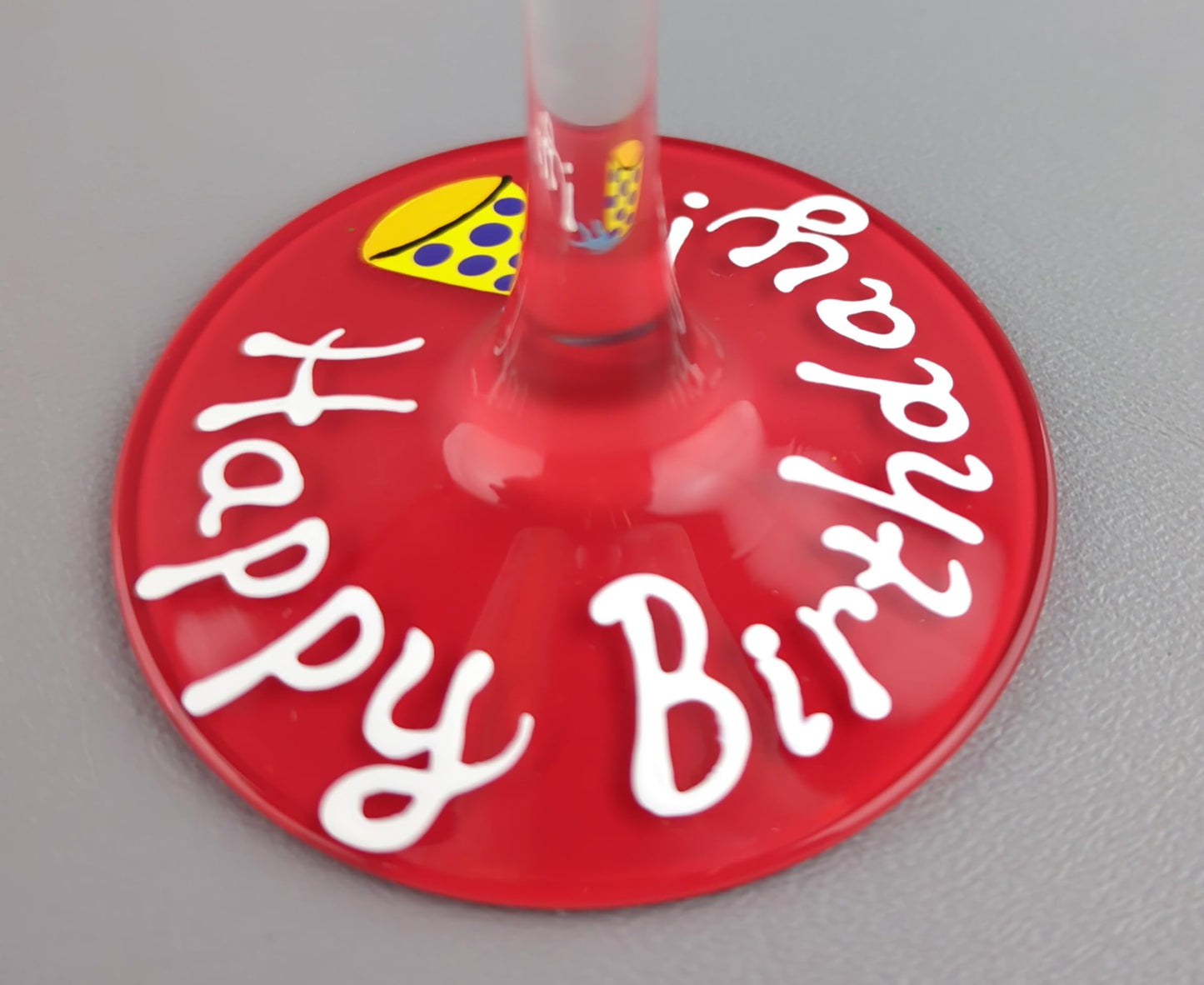 Handpainted Happy Birthday Martini Glass - Hand Painted - Cupcakes, Confetti and Heart Shaped Balloons - Colorful and Cheerful