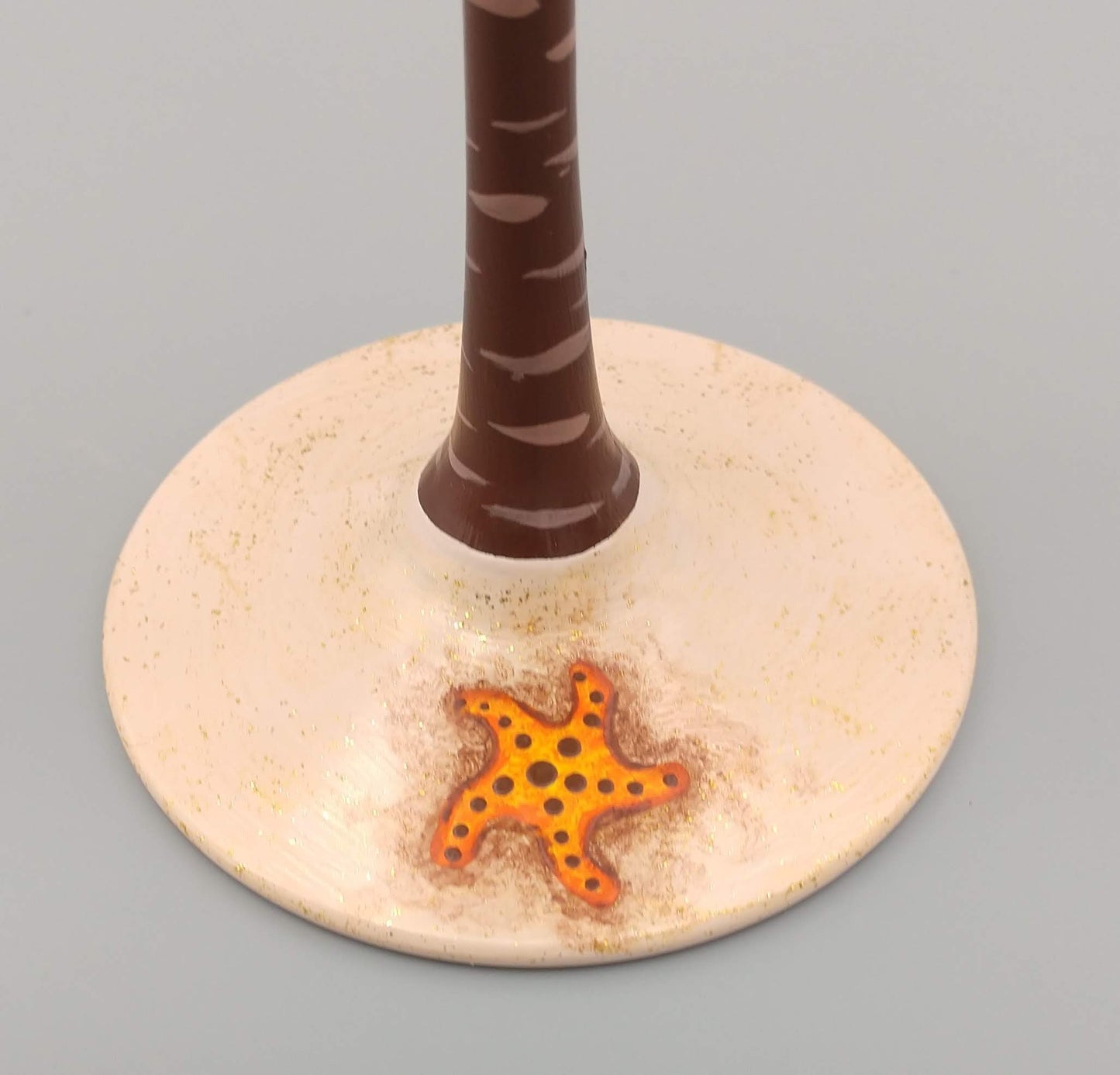Palm Tree Martini Glass - Starfish, Shell, Sea Turtle, Sparkly Sand - Tropical Theme - Hand Painted