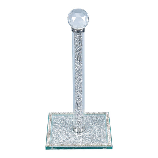 Hochance Silvery Crystal Standing Paper Towel Roll Holder Countertop Weighted Rack,Glam Cute Bling Rhinestone Jeweled Diamonds Modern Decoration Christmas Housewarming Gifts for Kitchen Home Bar