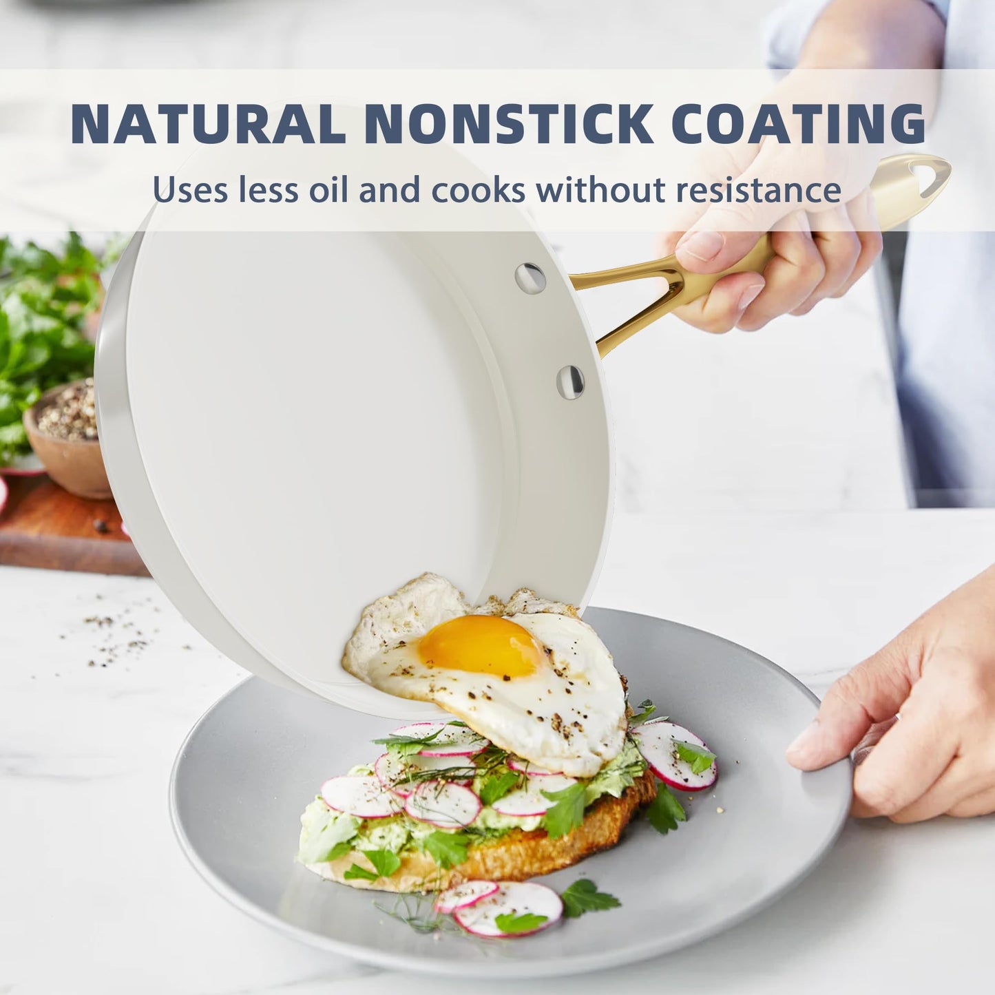 Pots and Pans Set Non-Stick - Voniki Ceramic Cookware Set with Cooking Utensils Set, Non-Toxic Kitchen Cookware Sets, Dutch Oven Pot with Lid Saucepan Set Sauté Pan Frying Pan Set for Cooking Gifts