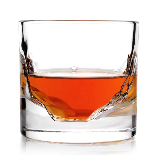 LIITON Heavy Crystal Whiskey Glasses Gift Set, Thick Freezable Bourbon Glass 1lb Each, Premium Whiskey Gifts for Men, Frozen Crystal Chills Cocktails