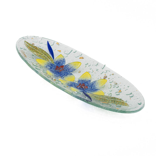 Sospiri Venezia Glass Decorative Plate Murano Glass Decorative Bowl, Gift Decoration Centerpiece Floral Decor, Catchall Bowl Catchall Tray for Entrance Table Console Living Room Dining Table 11"x4"
