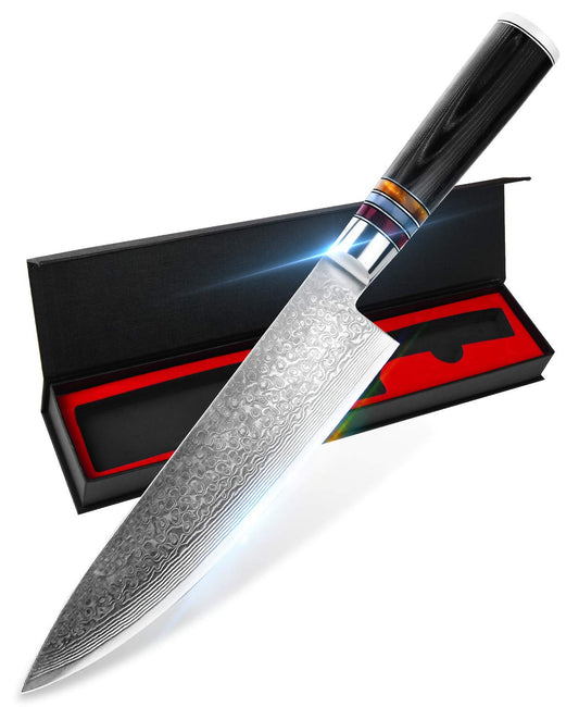 Yaiba Chef Knife 8-Inch Damascus Japanese Knife VG10 Stainless Steel, Razor Sharp Kitchen Cooking Knife with Ergonomic Handle